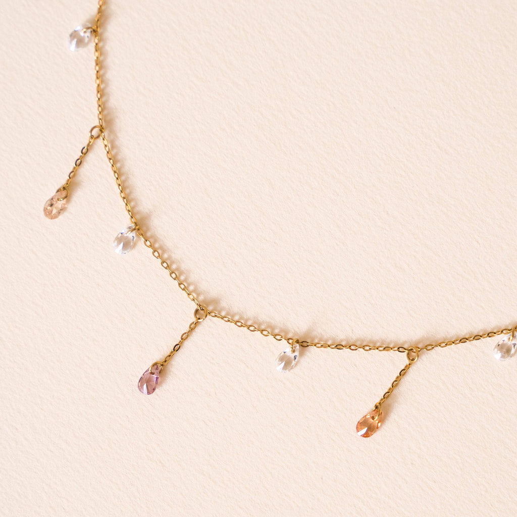 Collier fin | Gouttes de Zirconium Multicolores