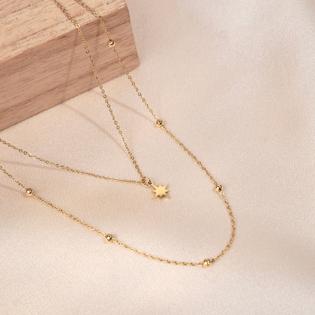 Stainless steel ball chain star pendant necklace