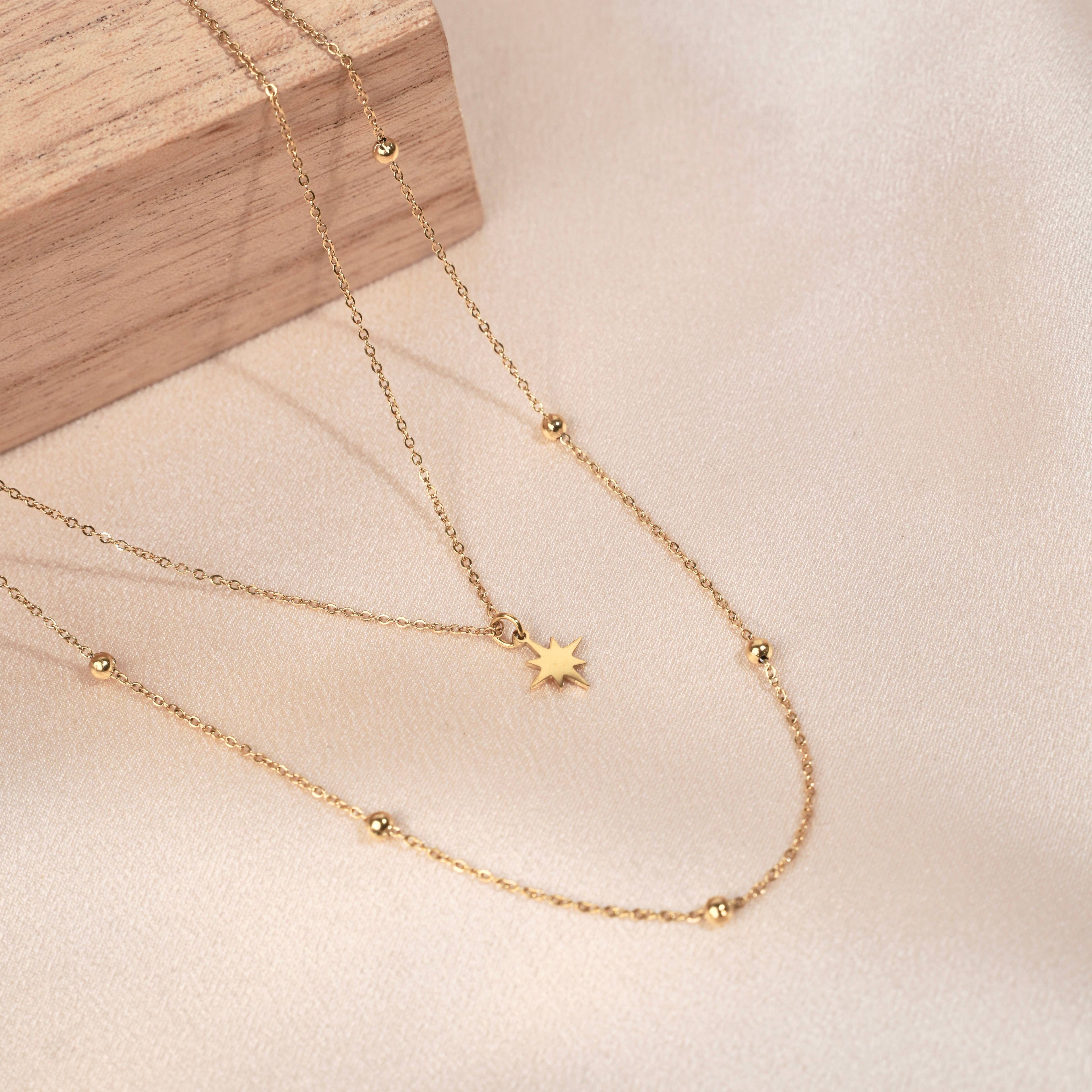 Stainless steel ball chain star pendant necklace
