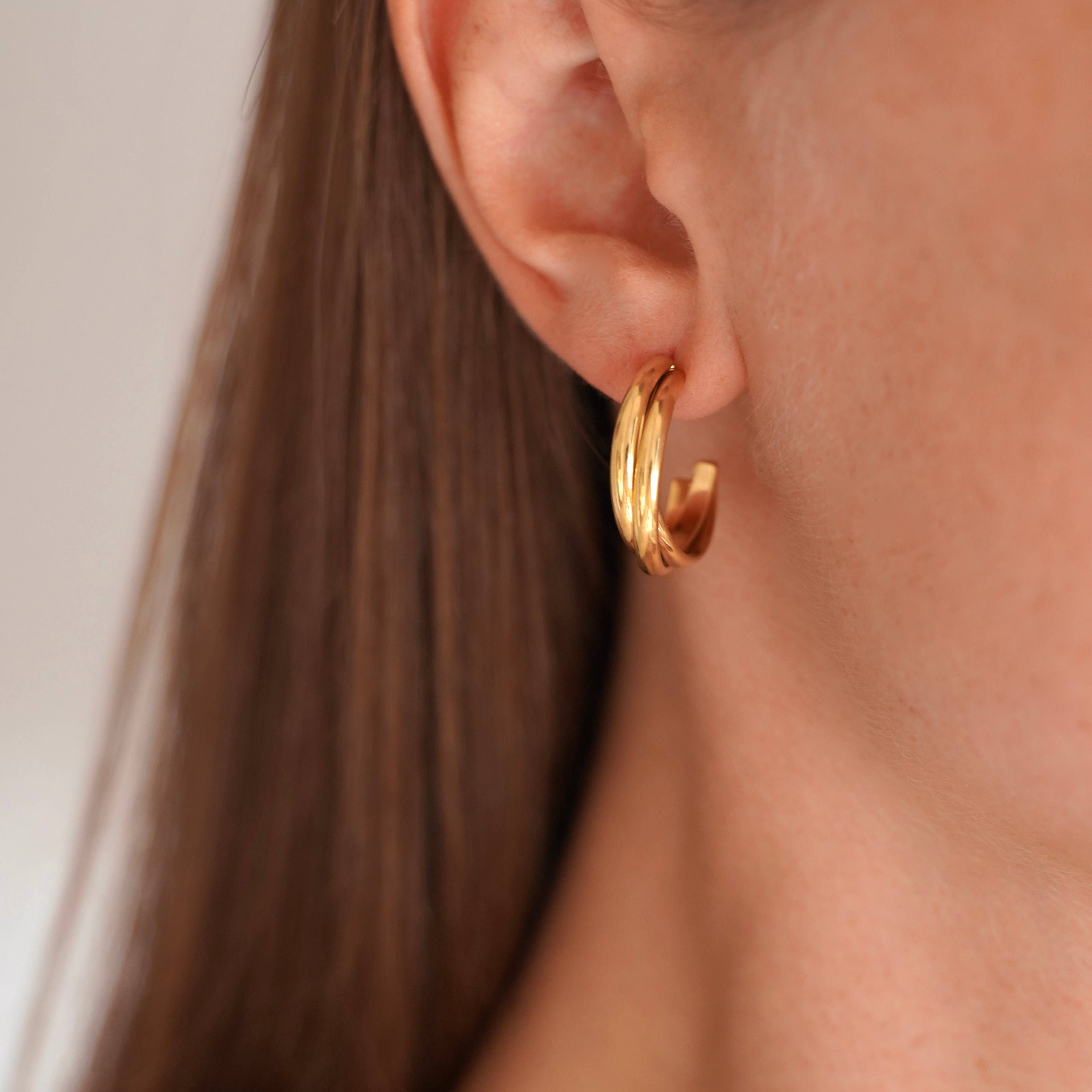 Boucles d'oreilles acier inoxydable trois anneaux