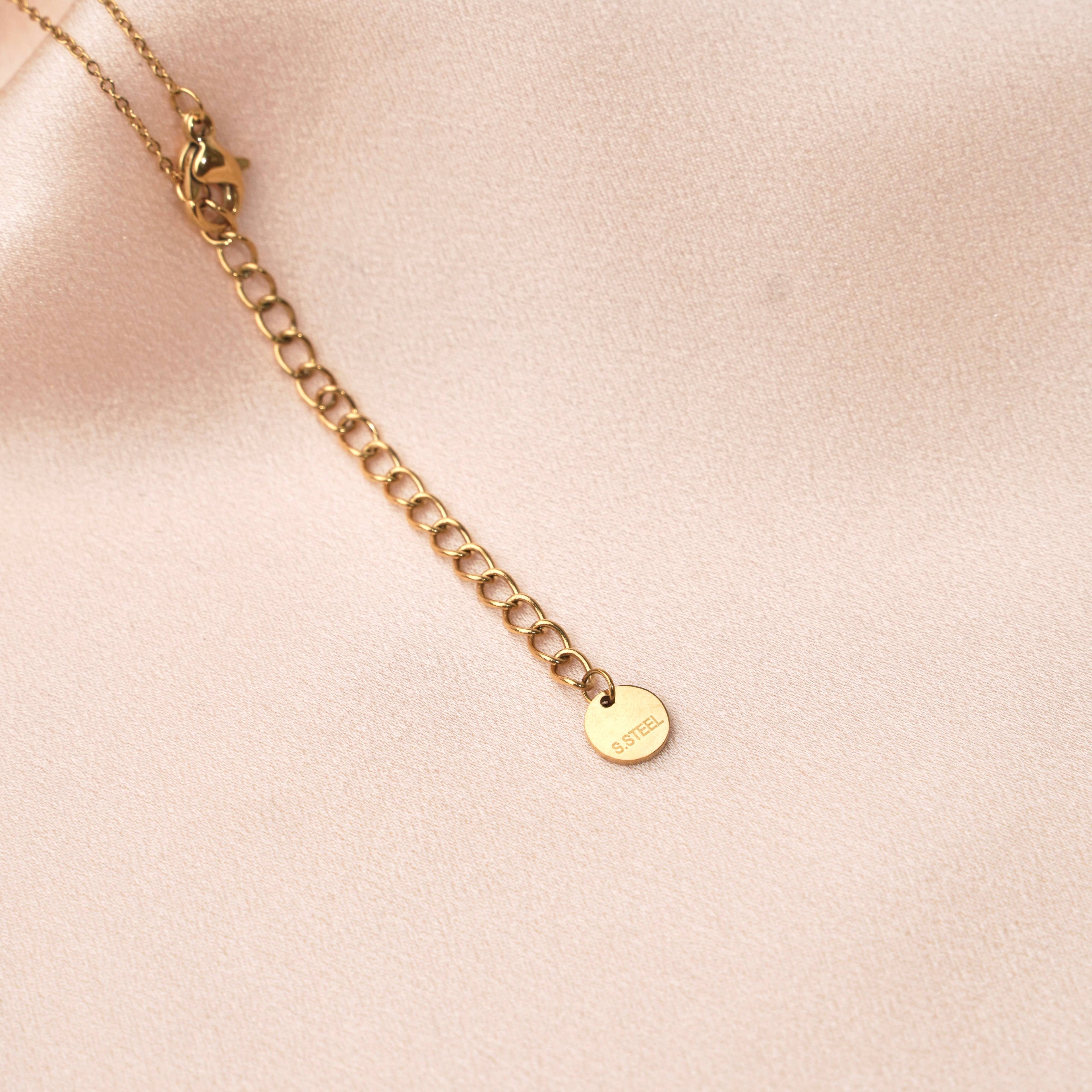 Collier en Y en acier inoxydable pendentif rond martelé