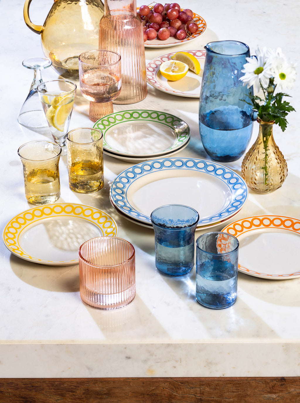 Grand verre strié 'Peaches' | Lot de 4