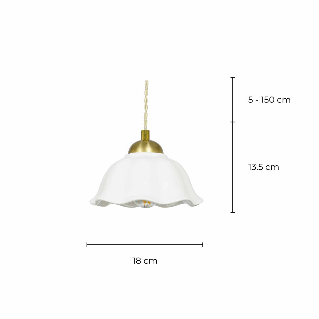 Suspension en céramique émaillée et cordon textile Nanny