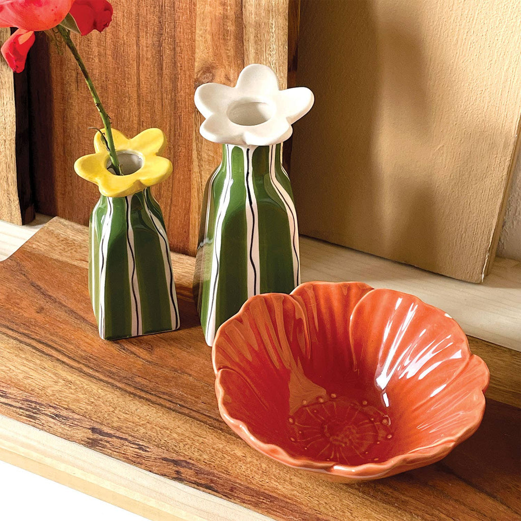 Coupelle Fleur orange D14 H6cm