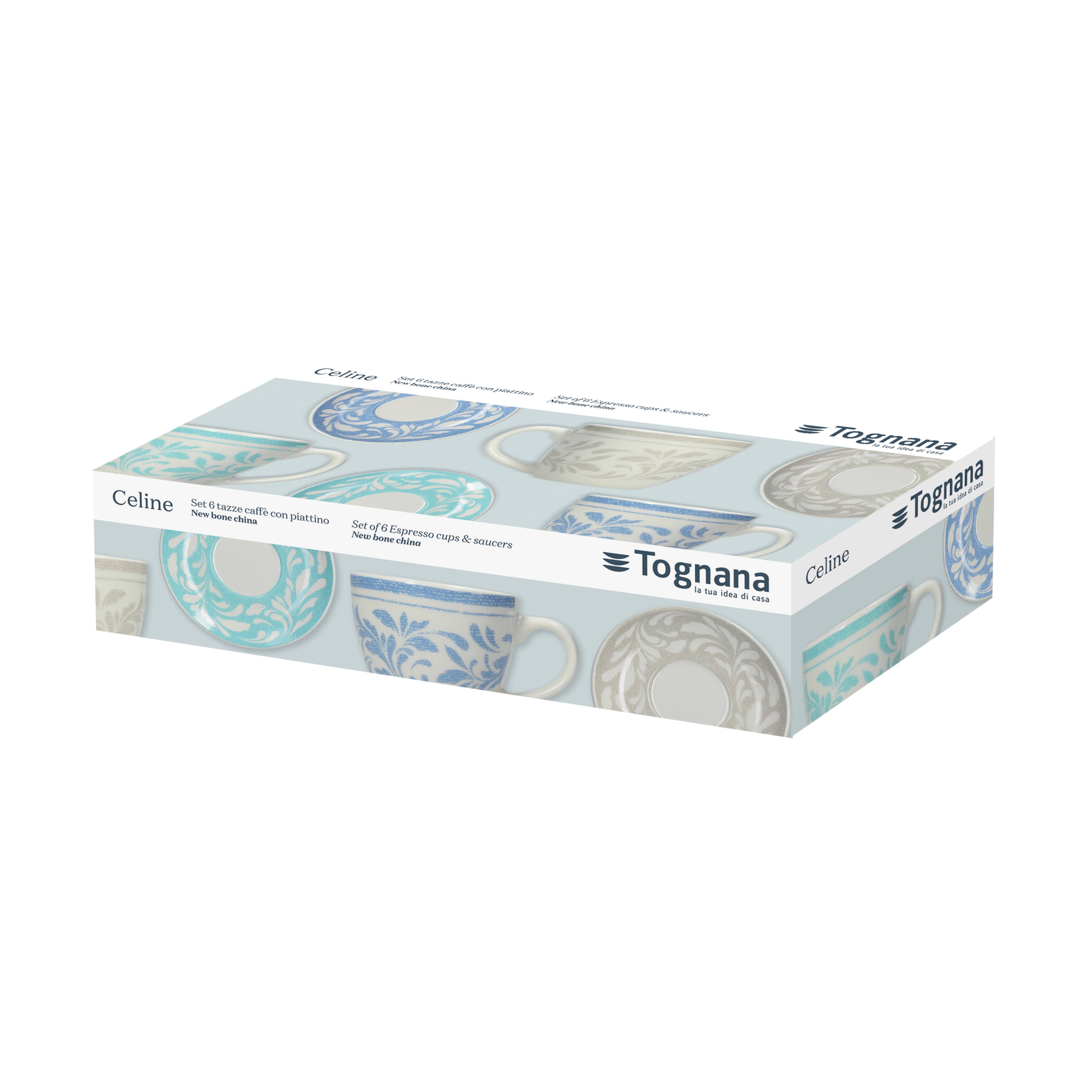 Ensemble de 6 tasses à café avec soucoupes 80 ml Iris Celine