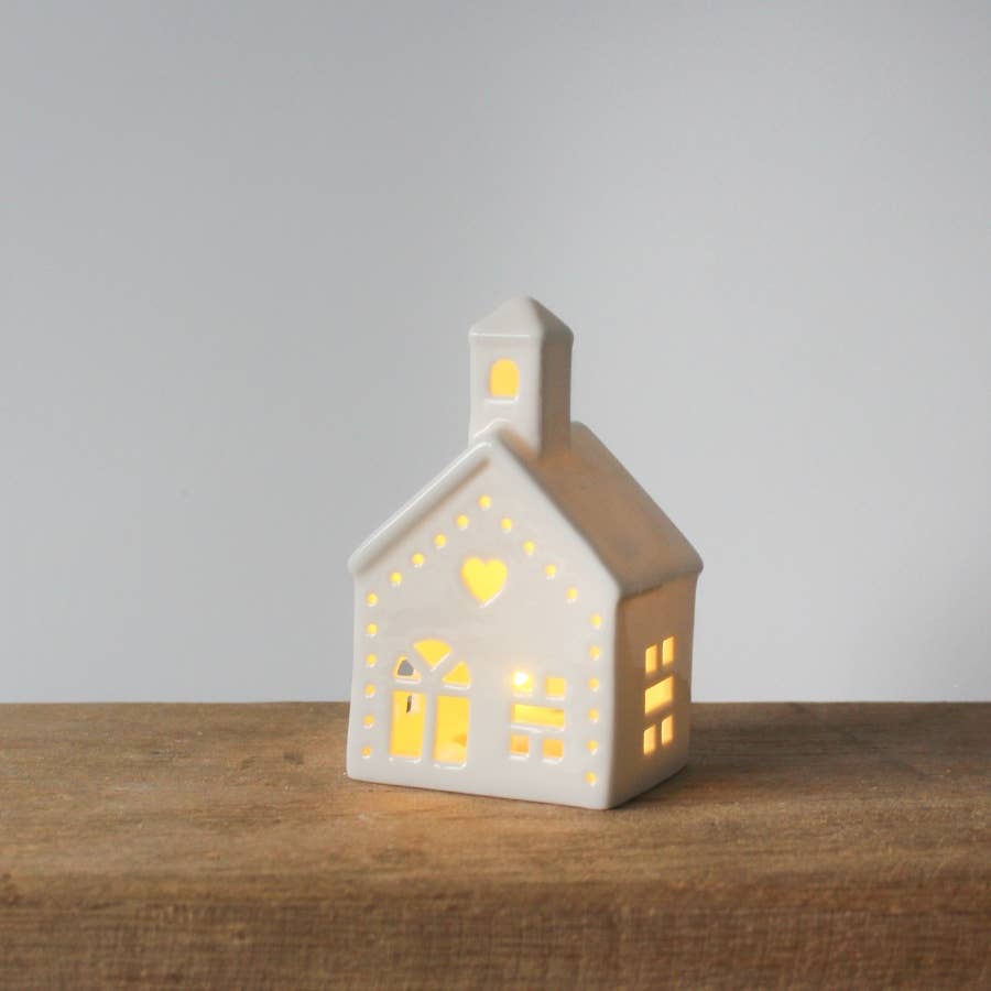 Église lumineuse en céramique, 11 cm
