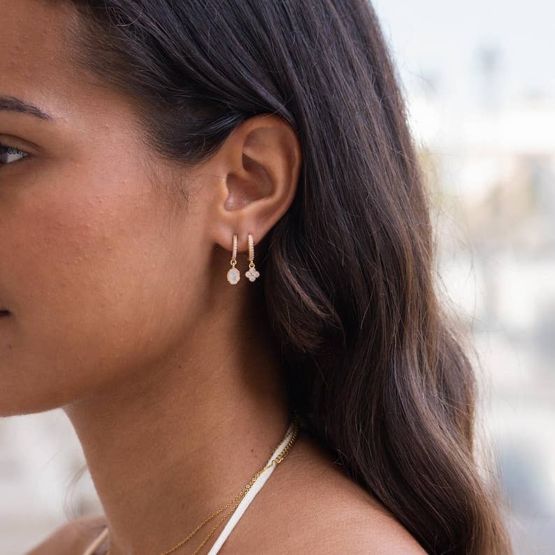 Boucles d'oreilles | Anneaux Ovales & Cristal de Roche