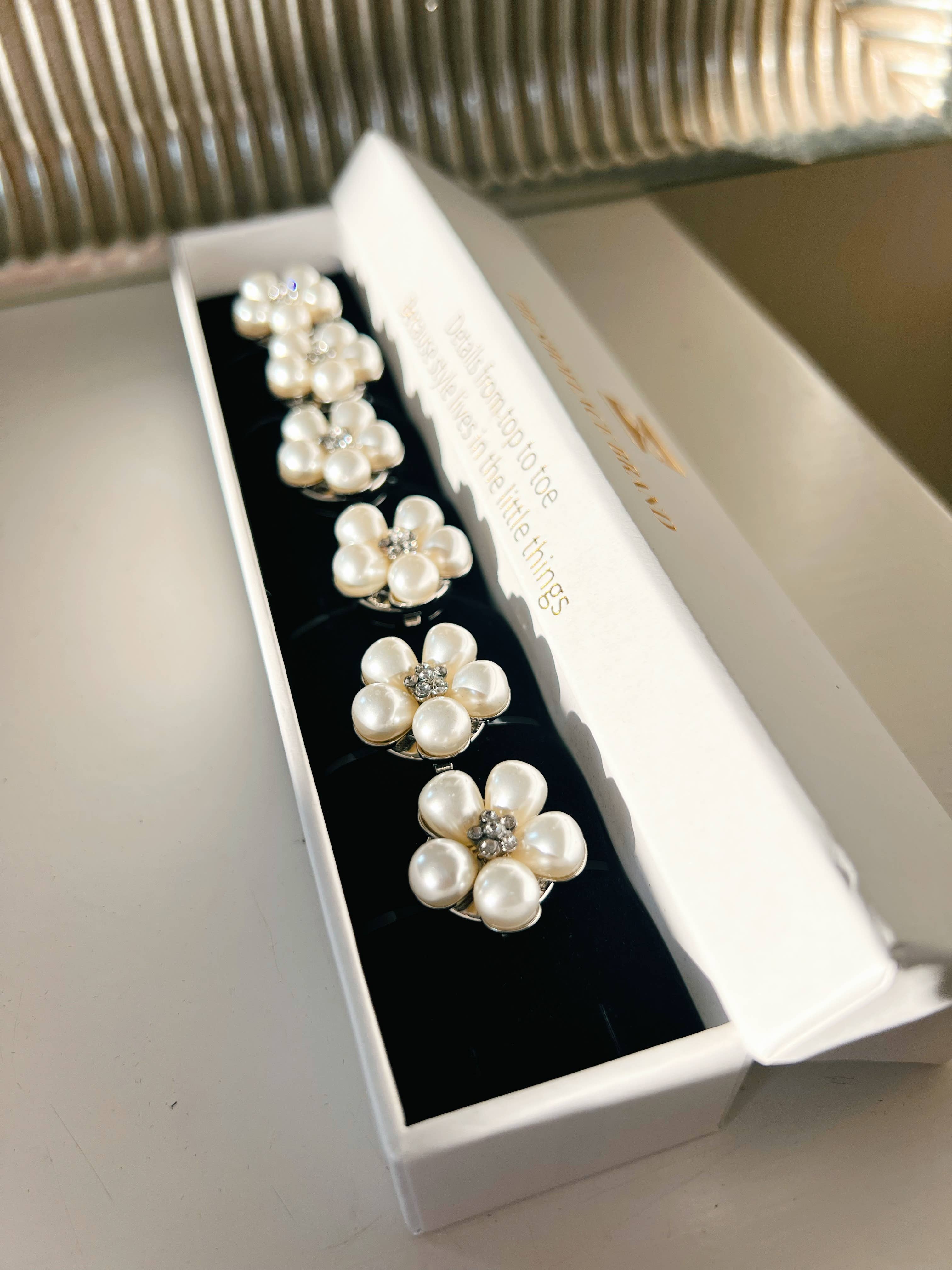 Bijoux de boutons fleuris 'Rosi' - Lot de 6