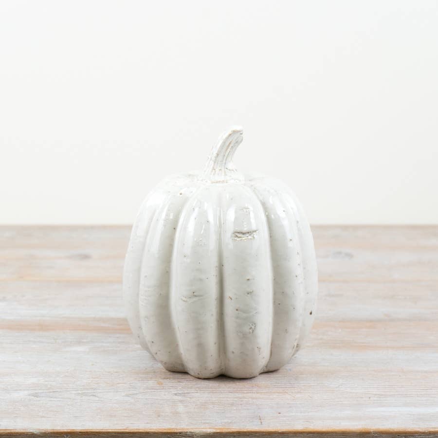 Citrouille en céramique blanche, 20 cm