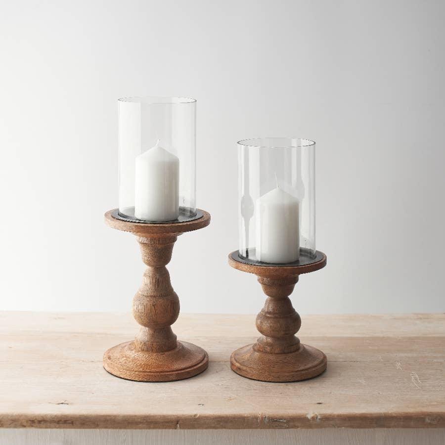 Bougeoir en verre pour bougie pilier, 30 cm
