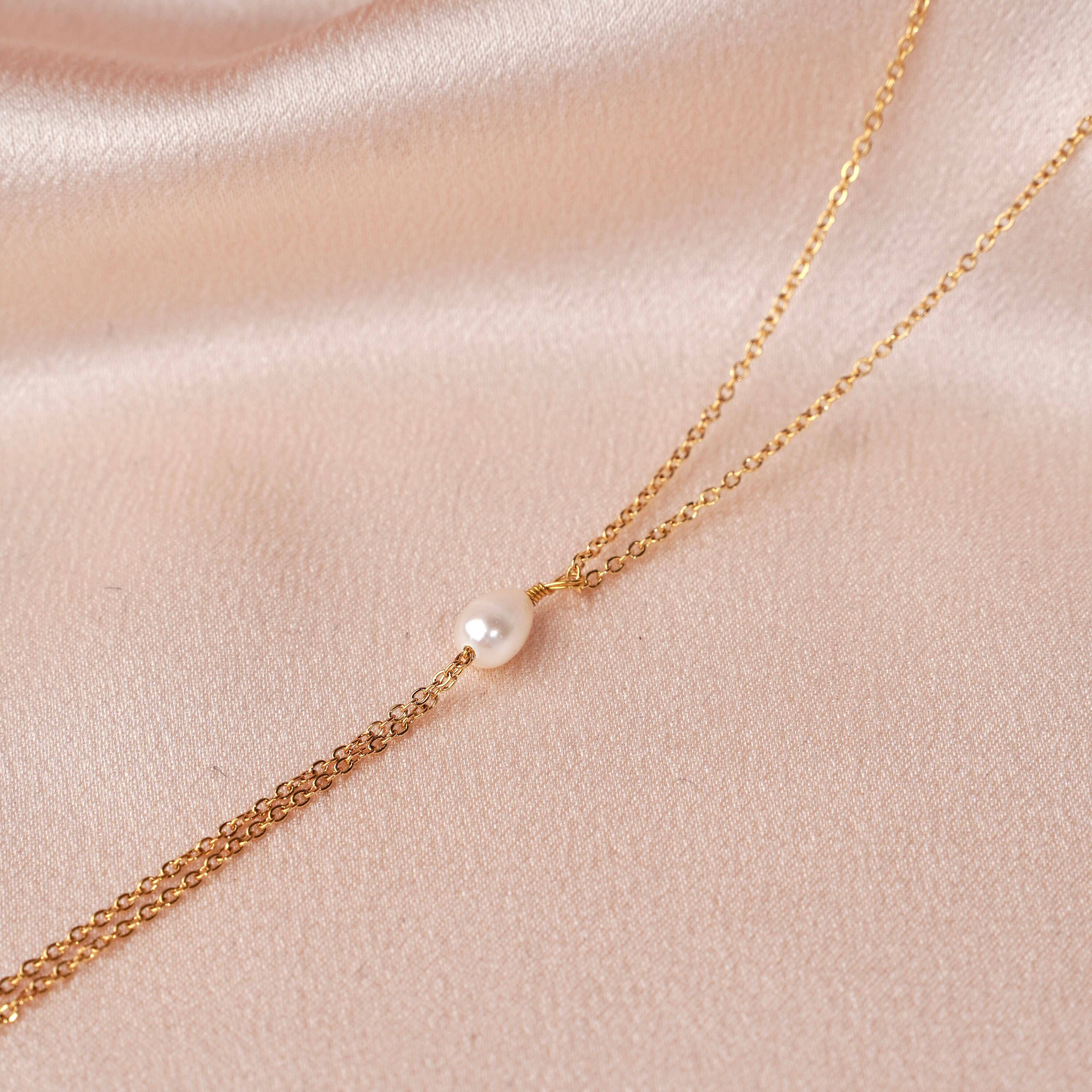 Collier Perle | Chaîne dorée Y