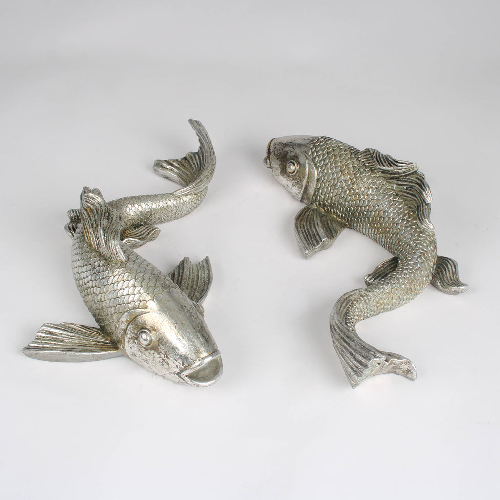 Poissons Koi | Sculptures en Résine Argentée