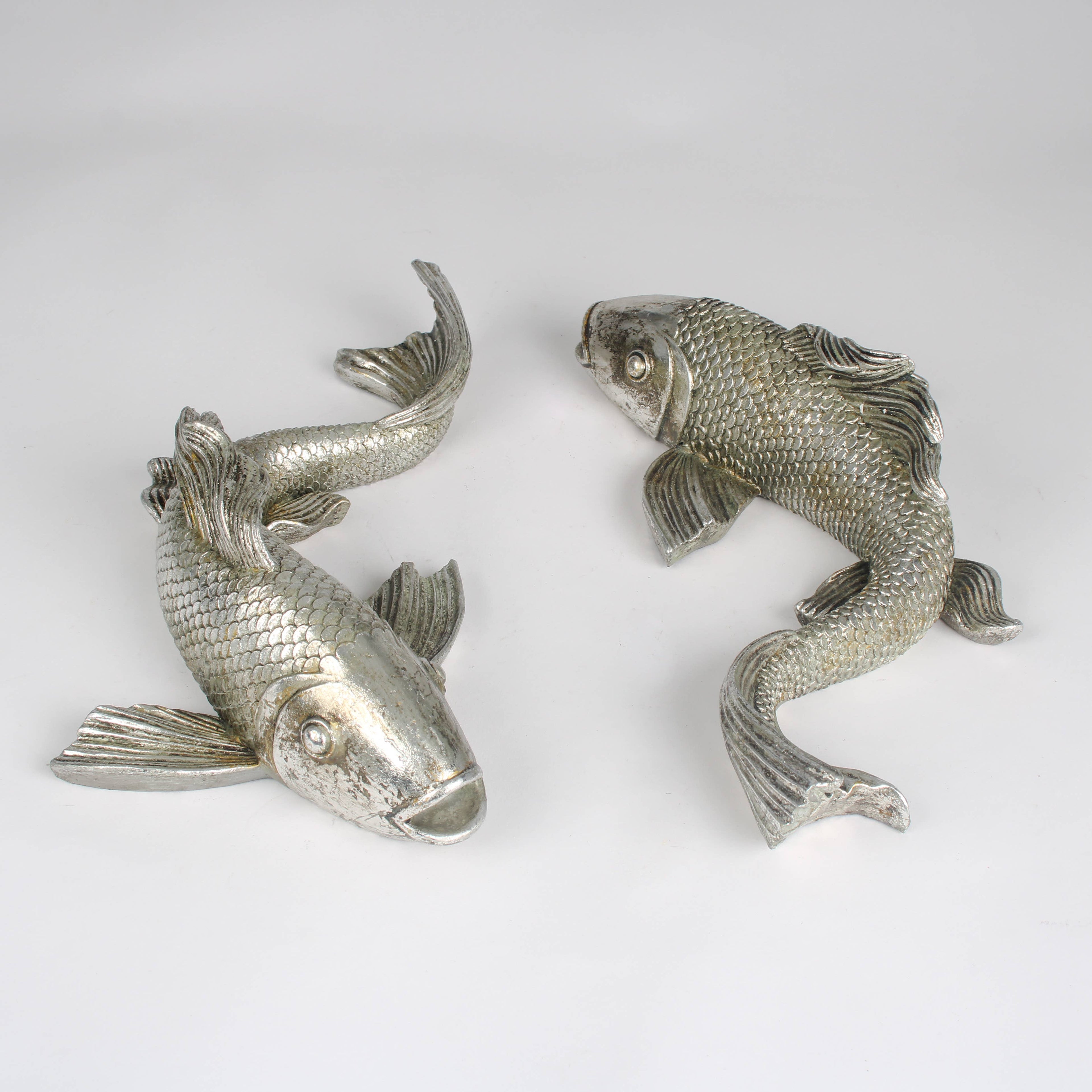 Poissons Koi | Sculptures en Résine Argentée