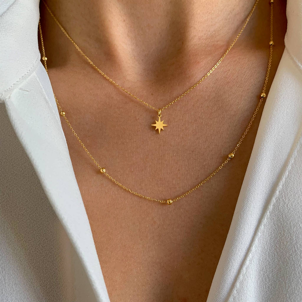 Stainless steel ball chain star pendant necklace