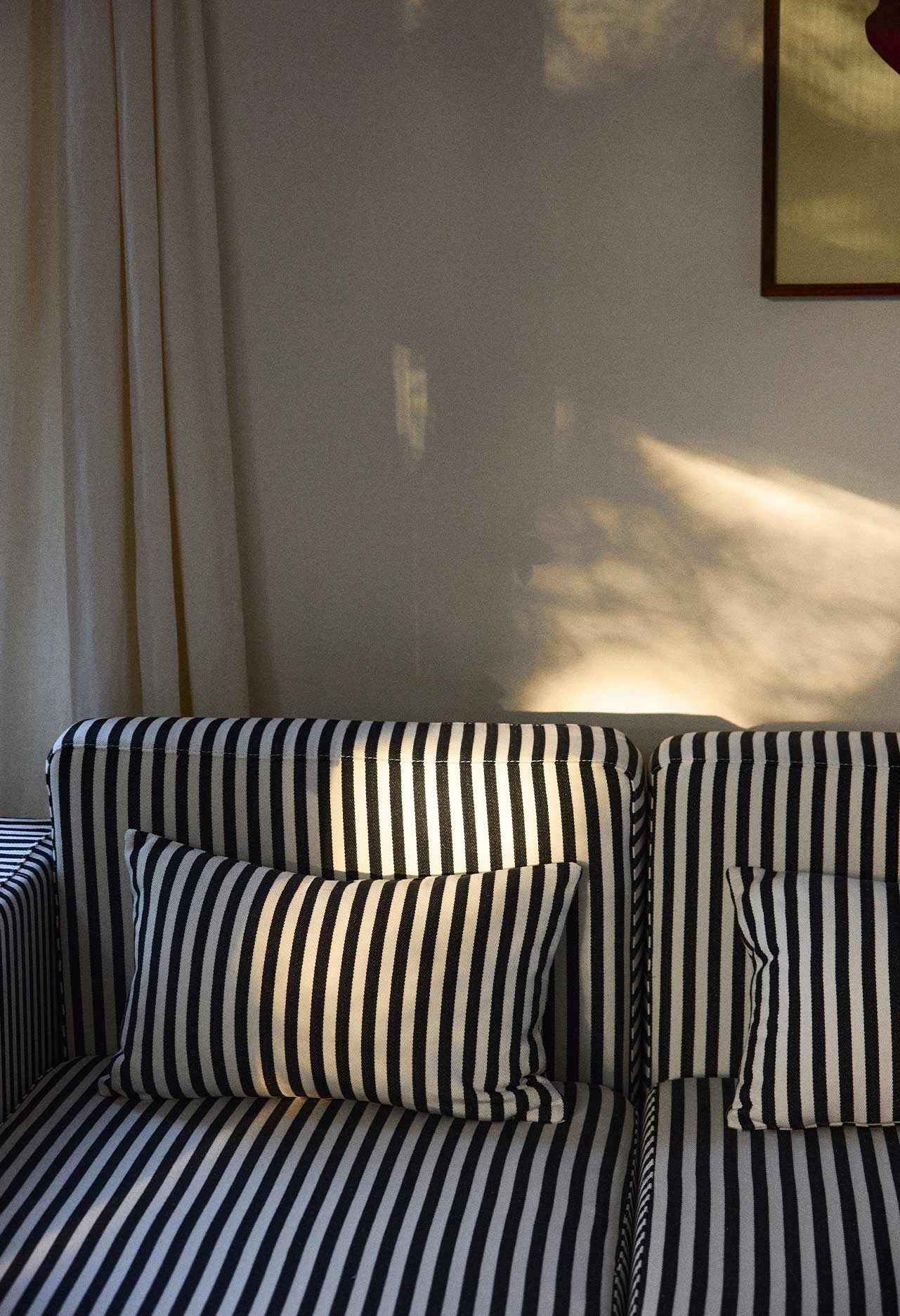 Housse de coussin en coton Taormina Rayures Noires