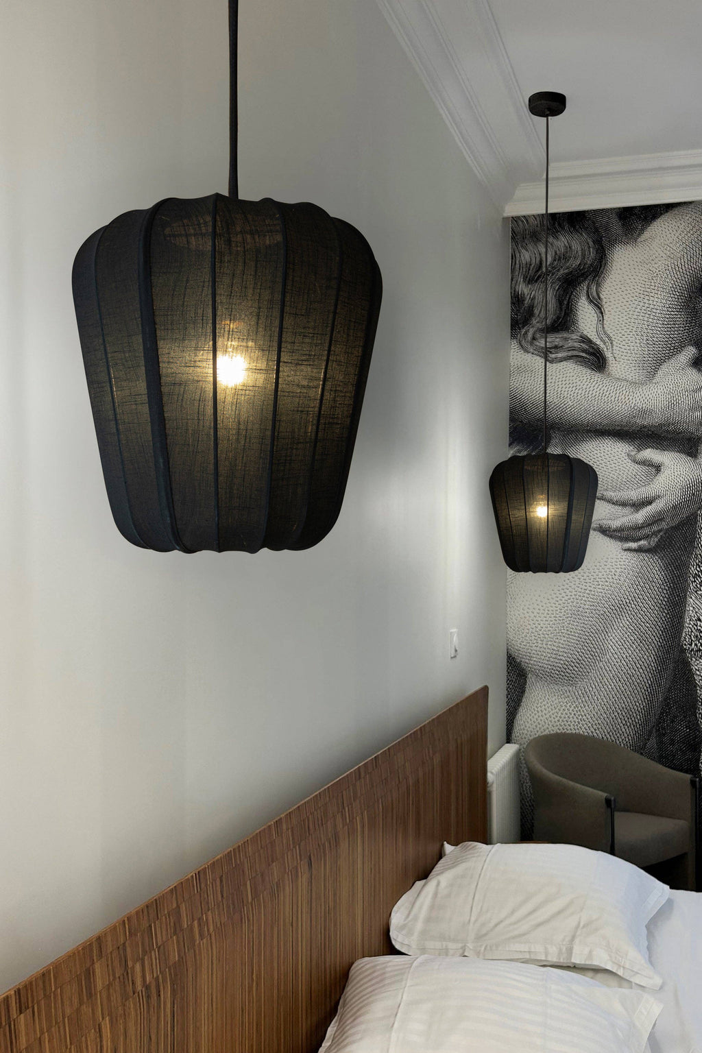 Alba | Suspension en Coton Noir & Métal - Grand