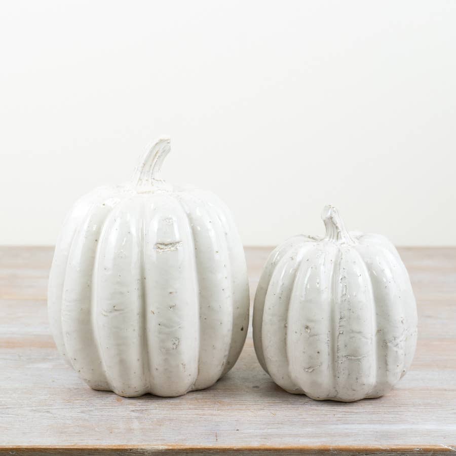 Citrouille en céramique blanche, 20 cm
