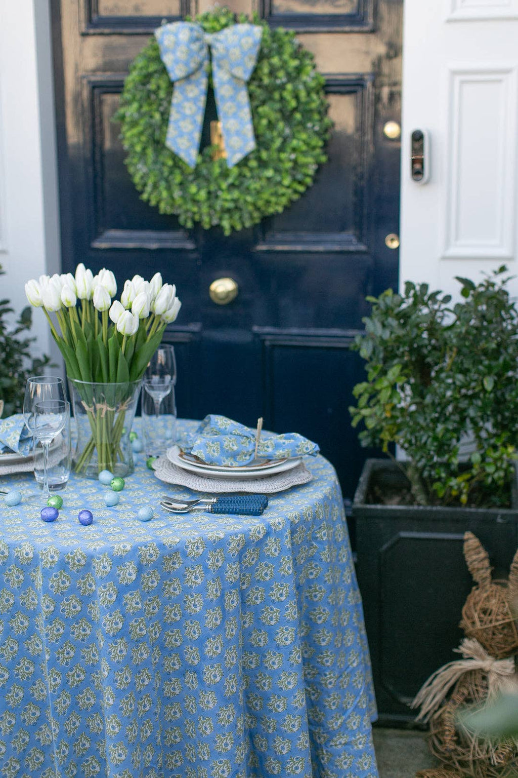 Nappe ronde Emily bleue