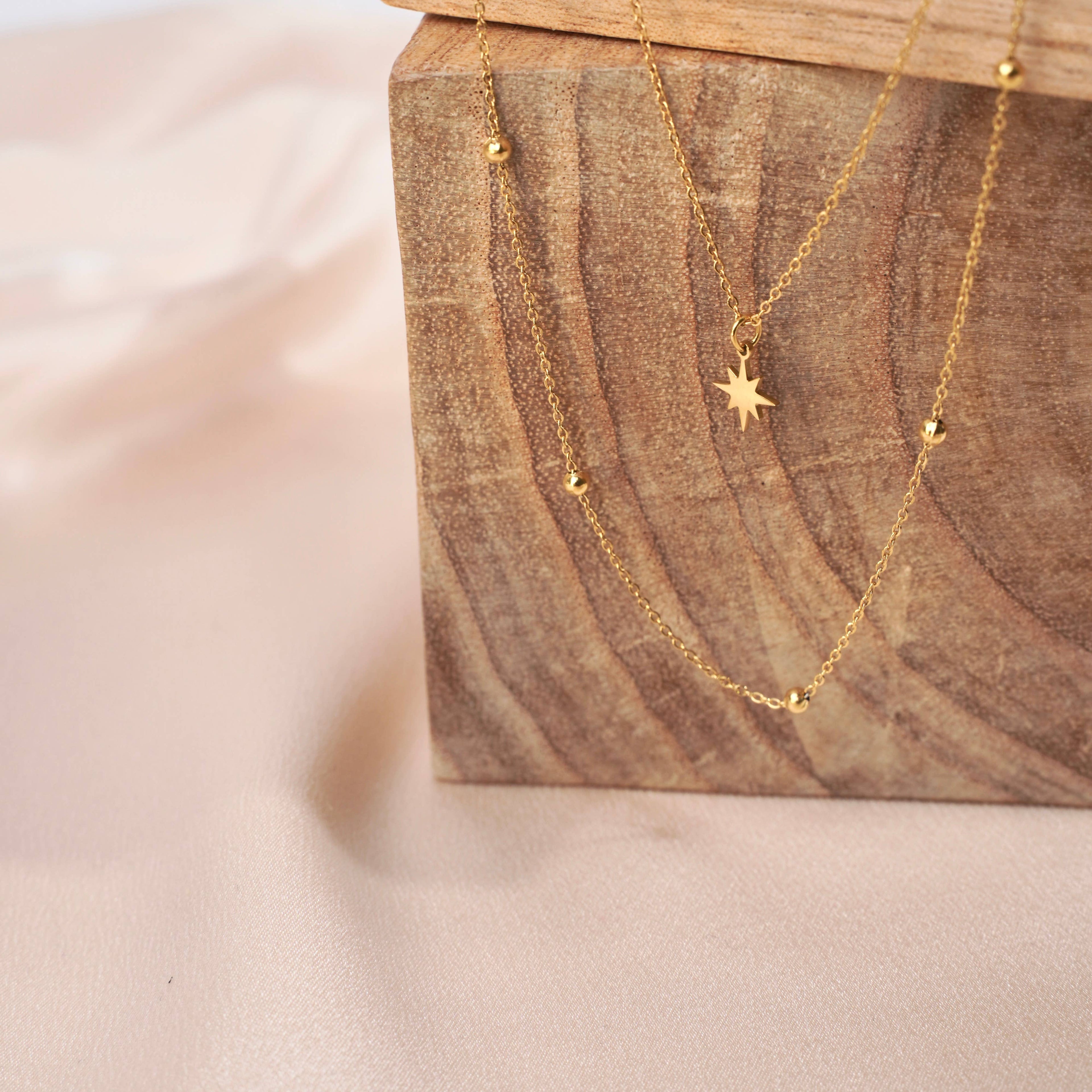 Stainless steel ball chain star pendant necklace
