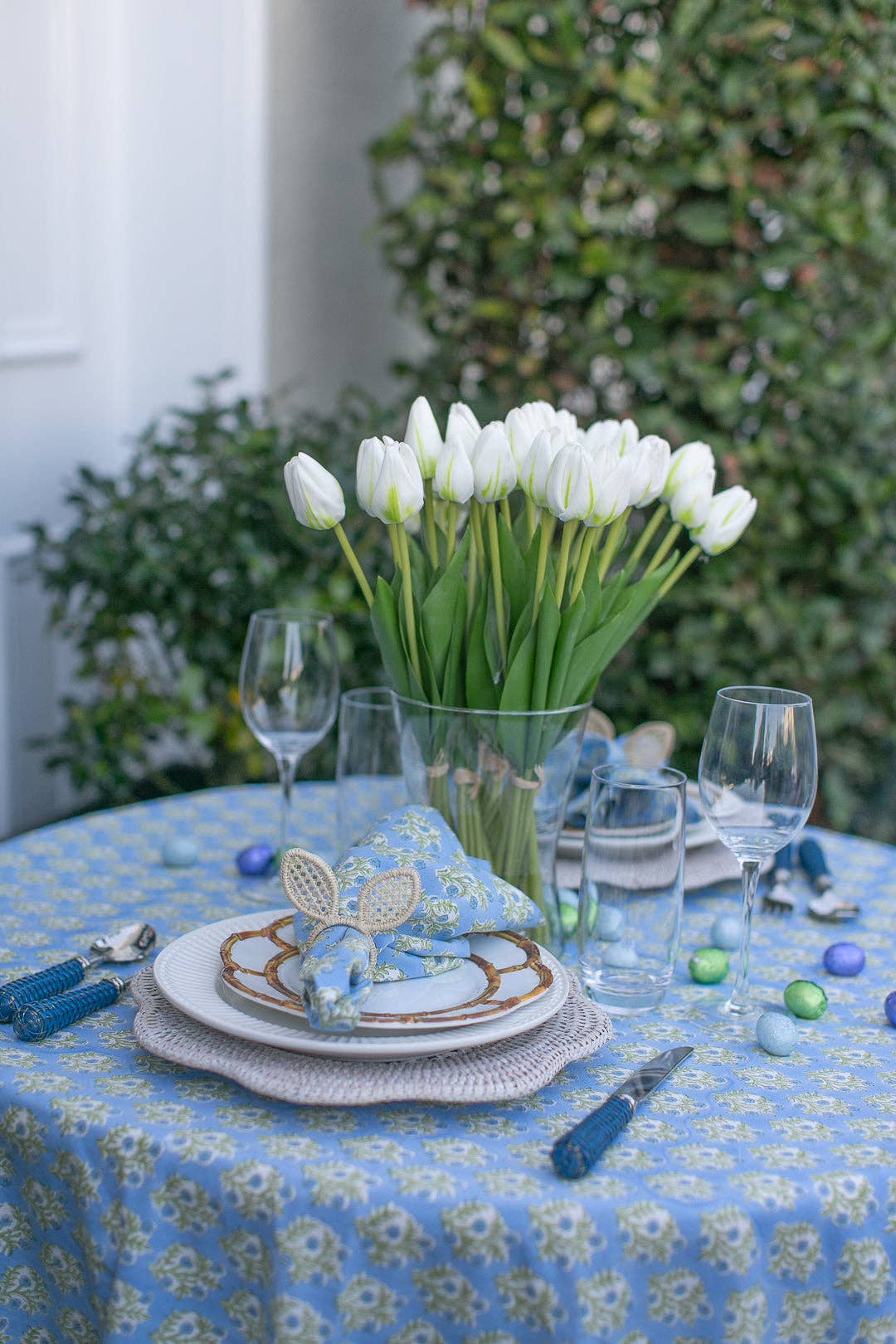 Nappe ronde Emily bleue