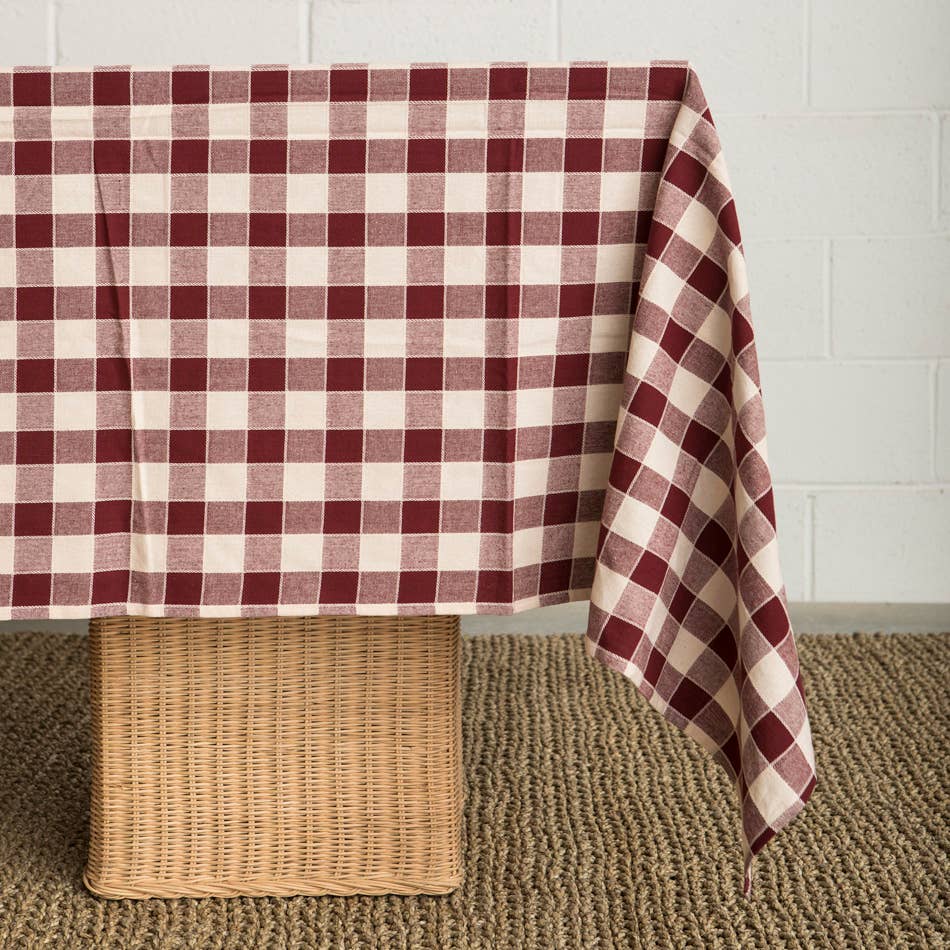 Nappe en coton tissé à carreaux Aubergine