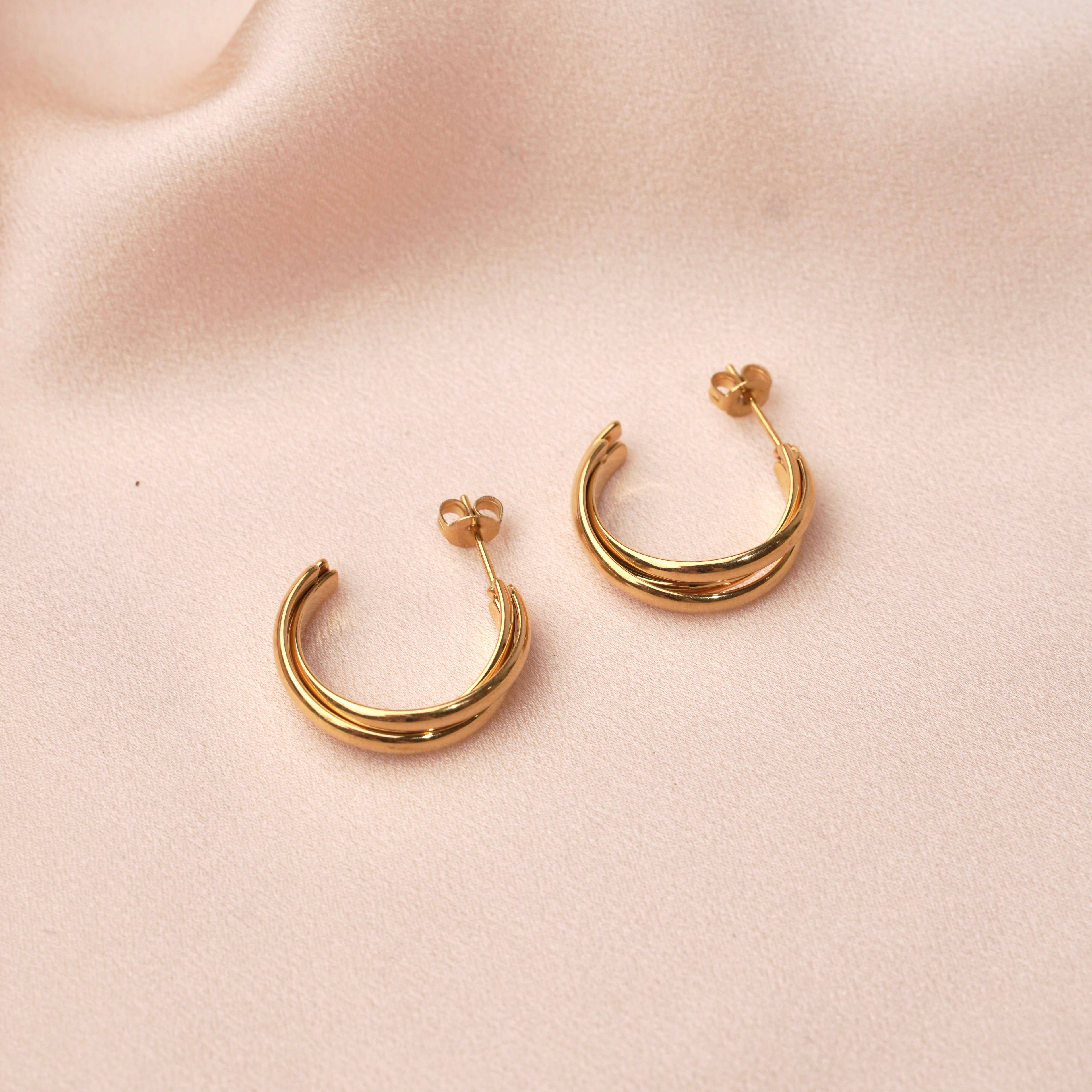 Boucles d'oreilles acier inoxydable trois anneaux