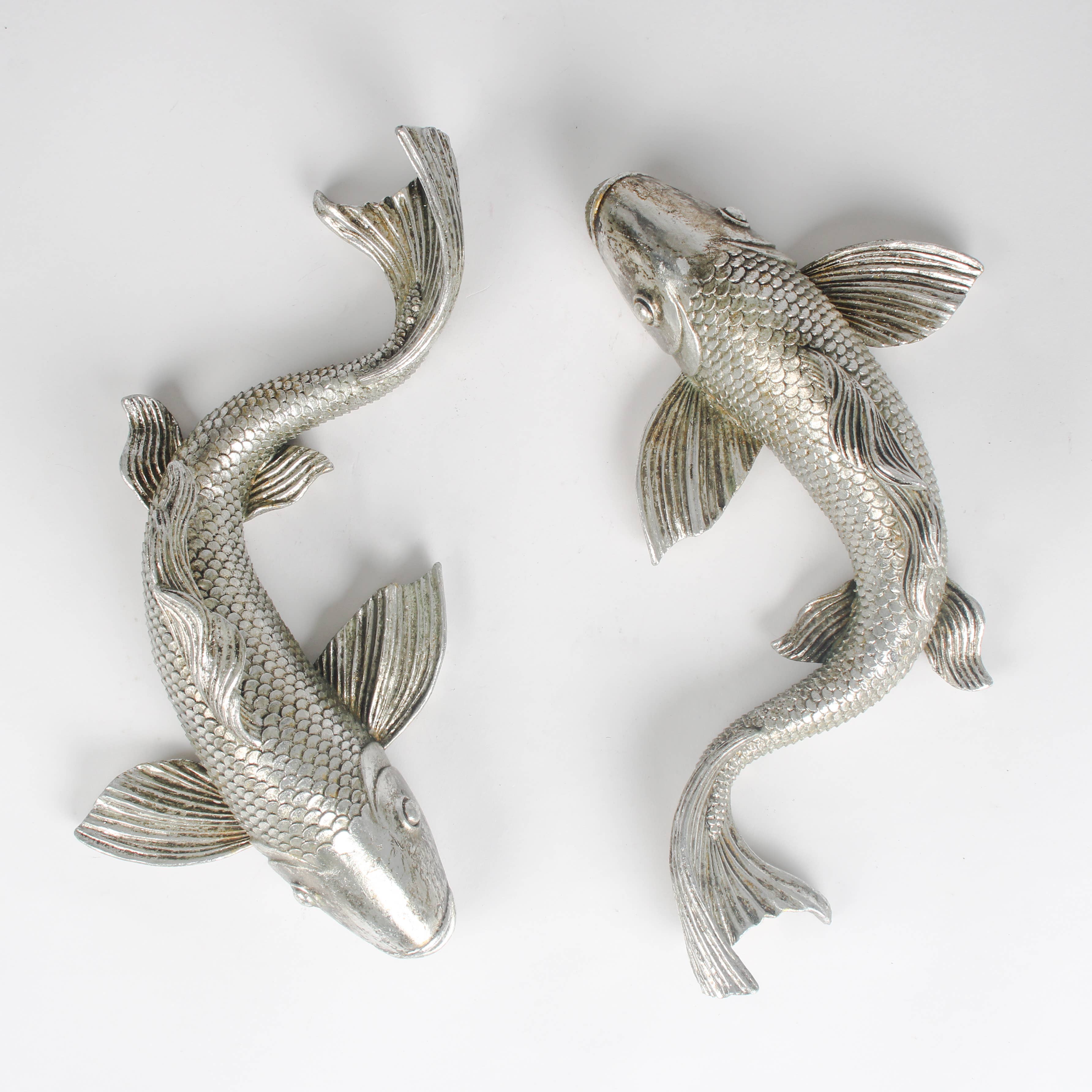 Poissons Koi | Sculptures en Résine Argentée