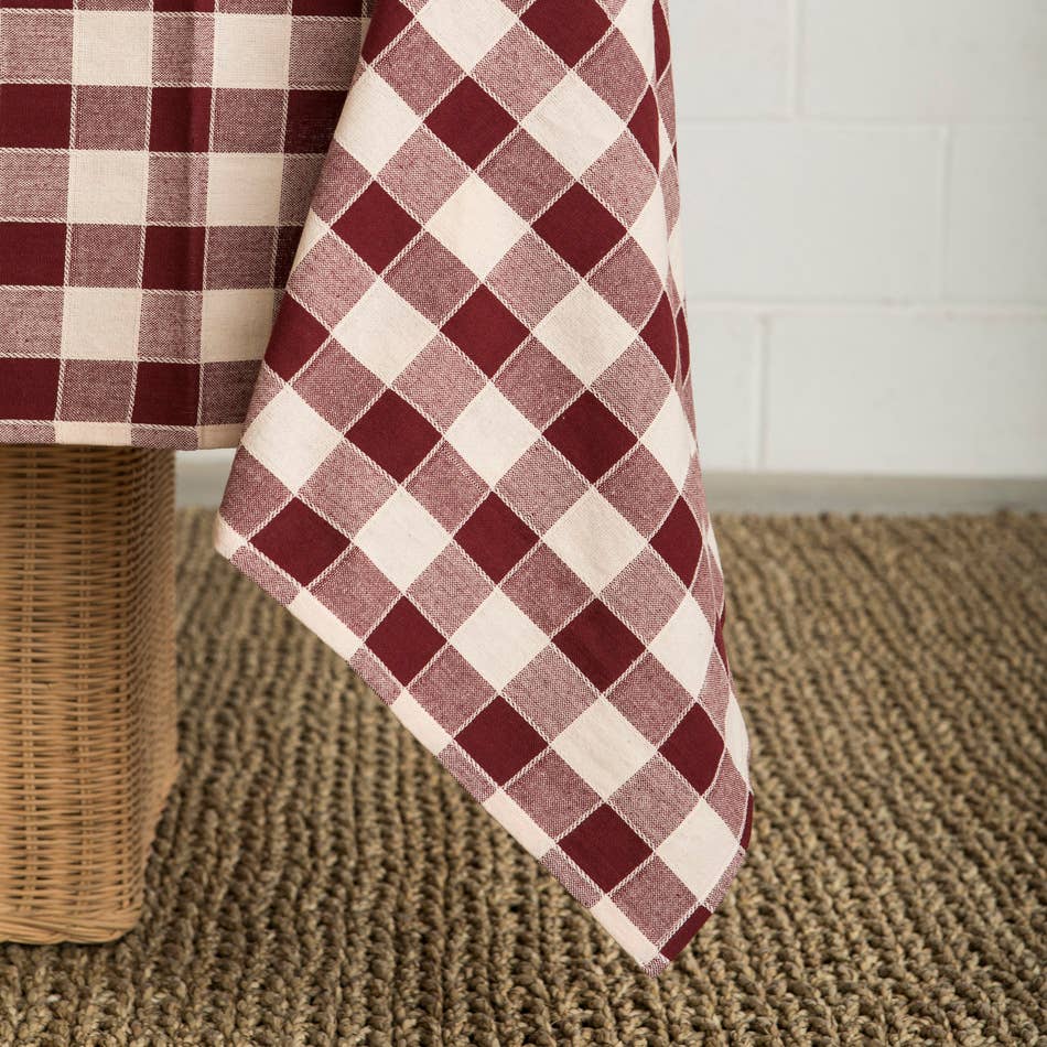 Nappe en coton tissé à carreaux Aubergine