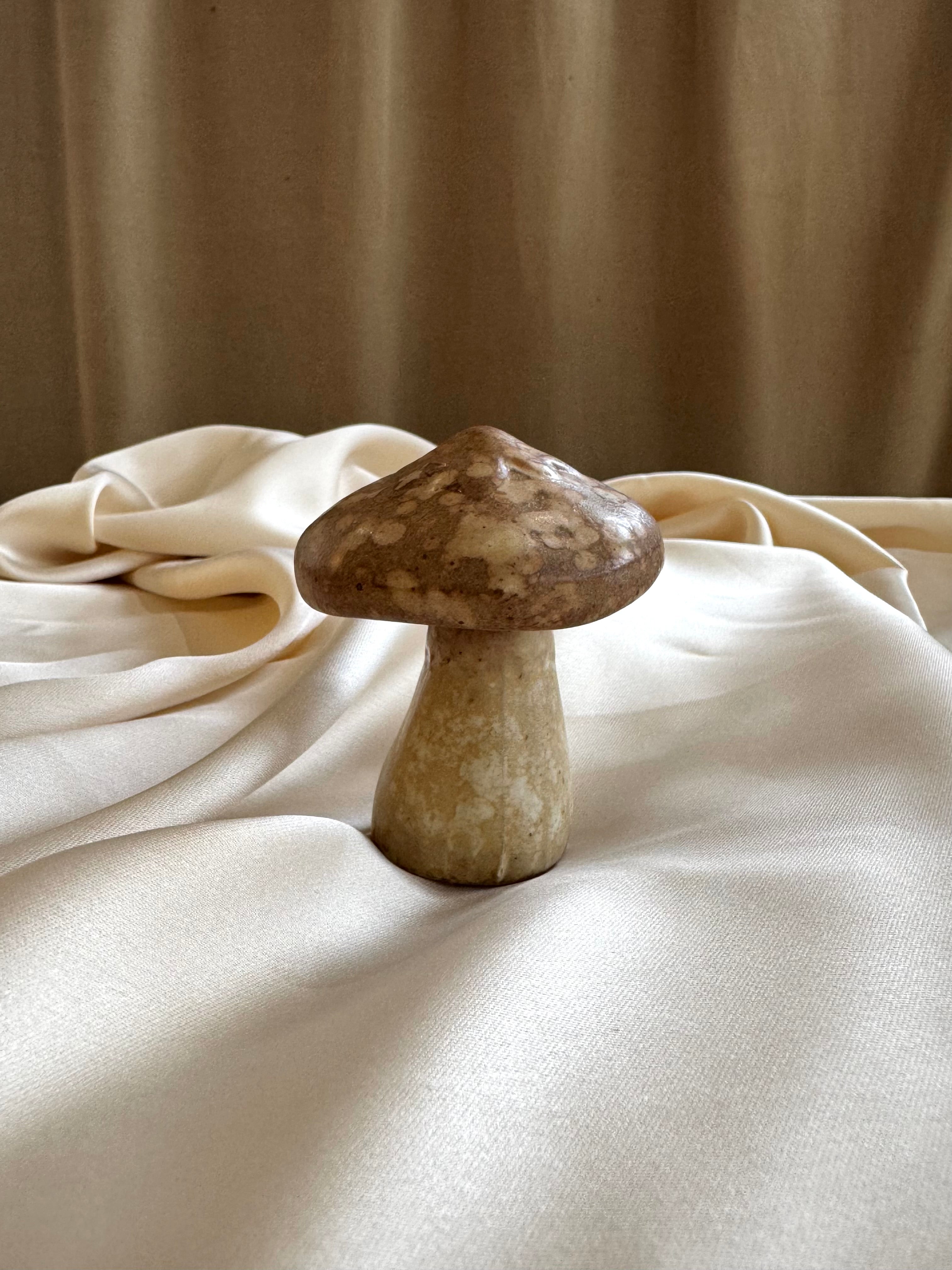 Champignons décoratifs en grès naturel - Marron clair