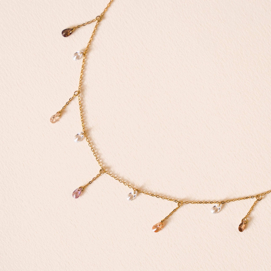 Collier fin | Gouttes de Zirconium Multicolores