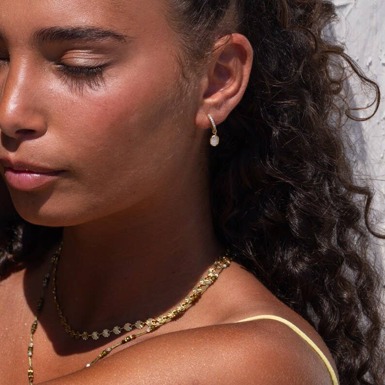 Boucles d'oreilles | Anneaux Ovales & Cristal de Roche