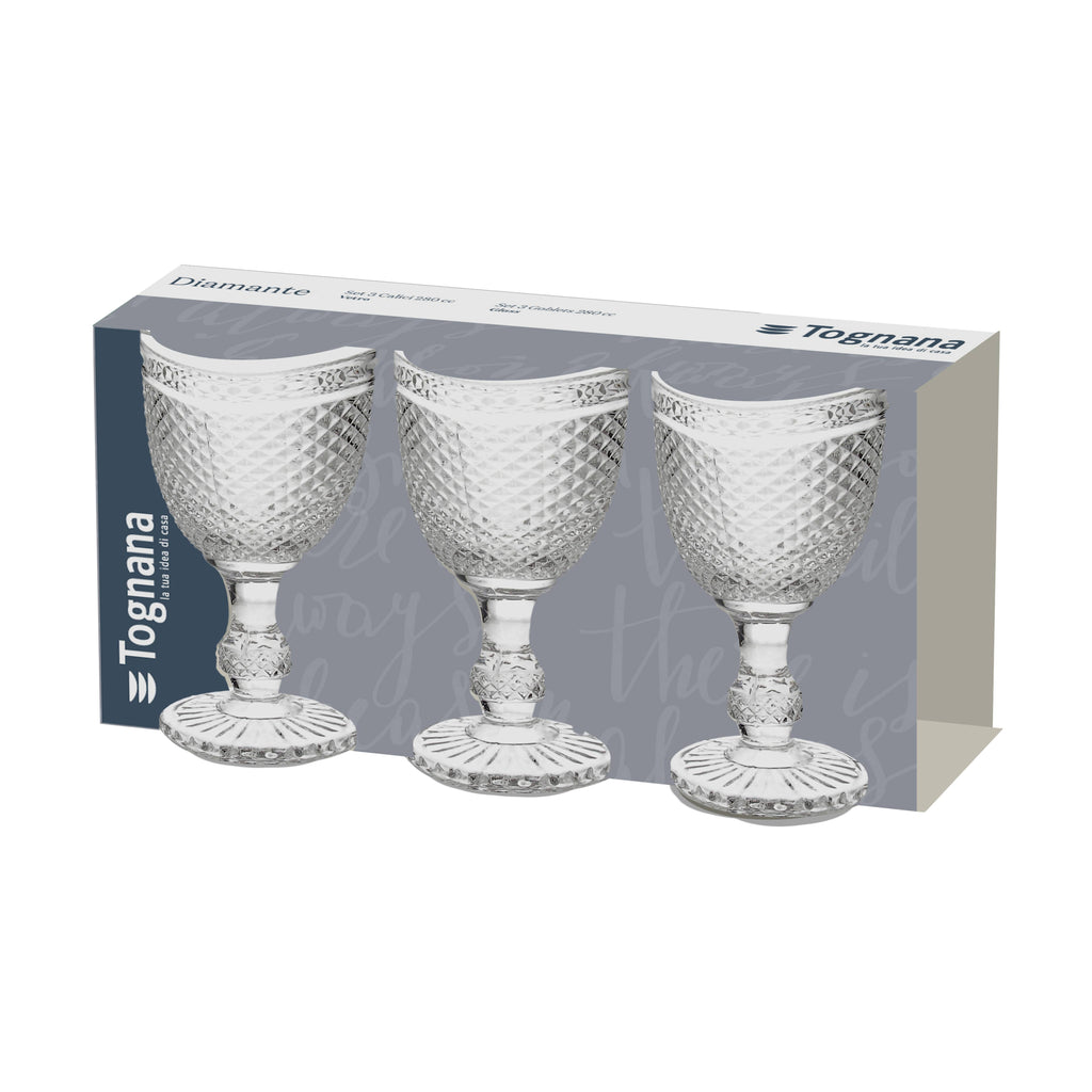 Verres à Pied à Motif Diamant | Lot de 3