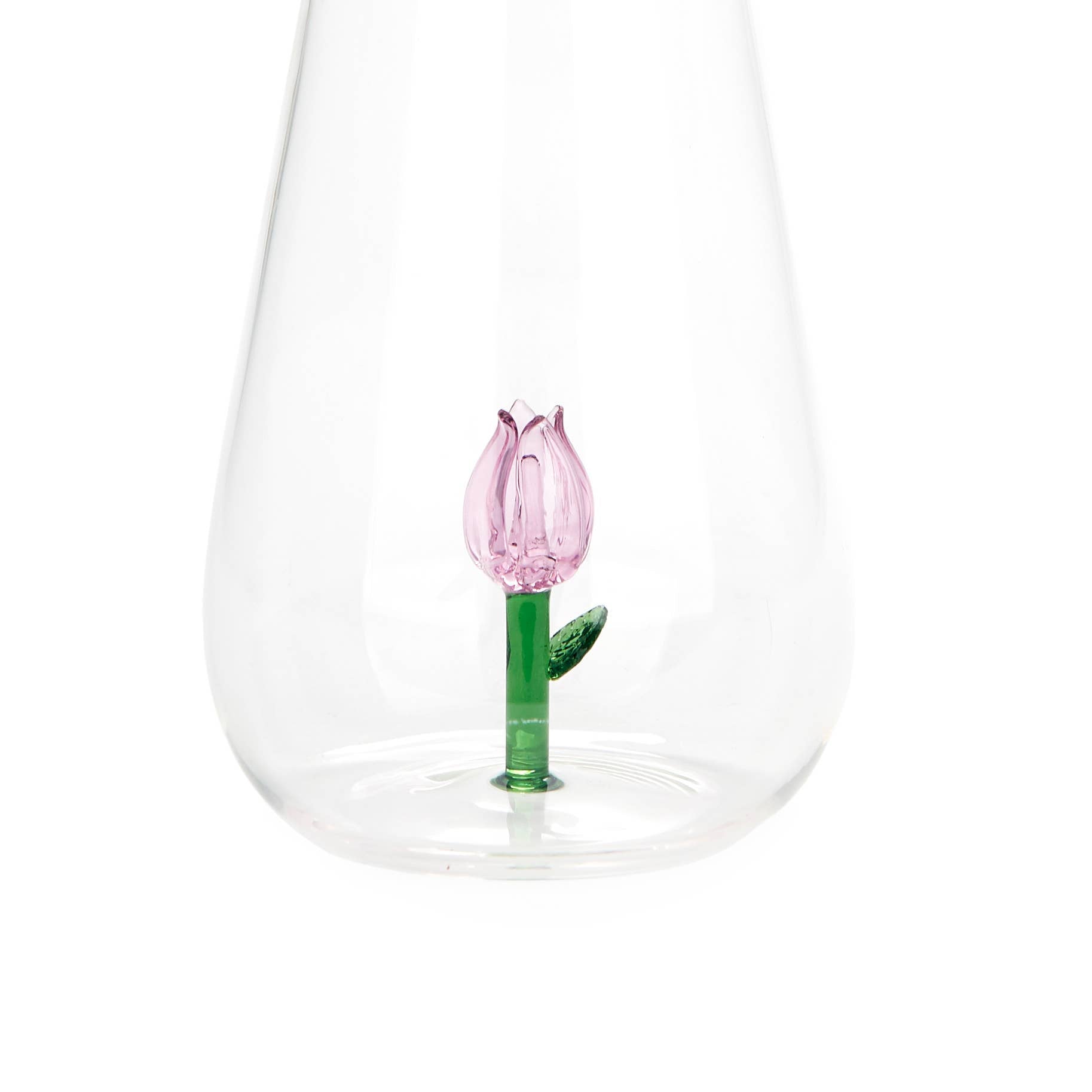 Bouteille en verre avec tulipe botanique, 1,0 L, rose