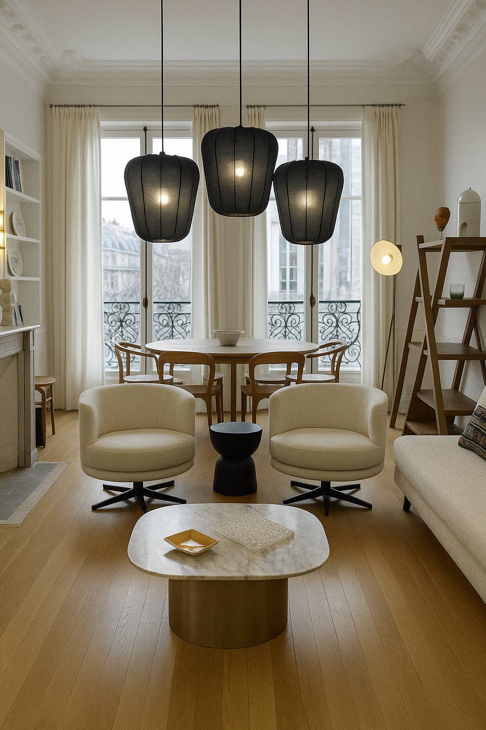 Alba | Suspension en Coton Noir & Métal - Grand
