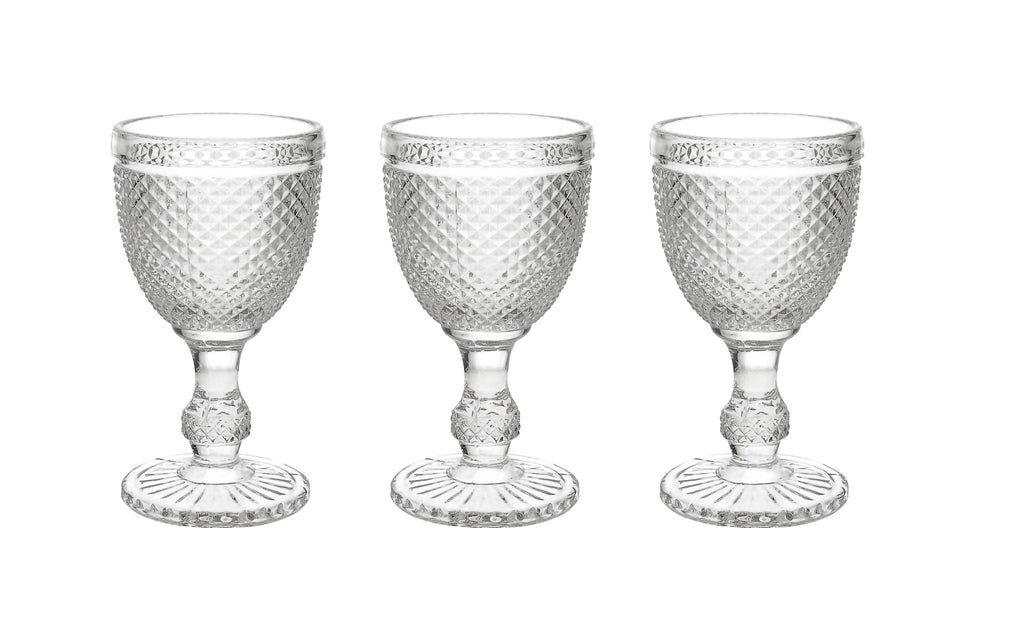 Verres à Pied à Motif Diamant | Lot de 3
