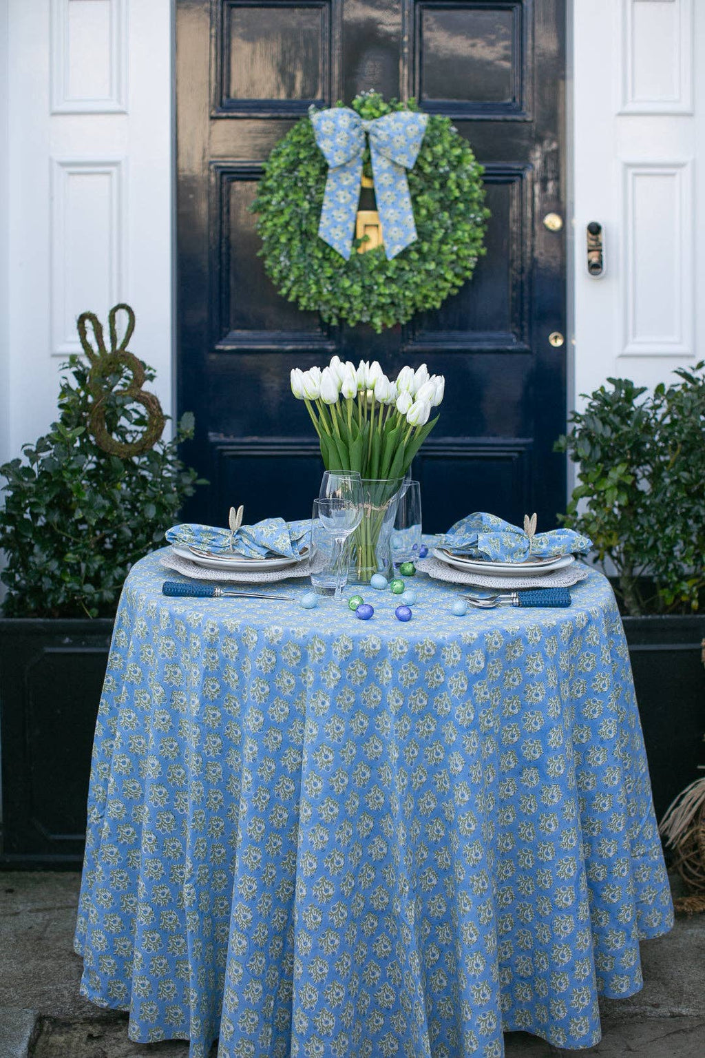 Nappe ronde Emily bleue