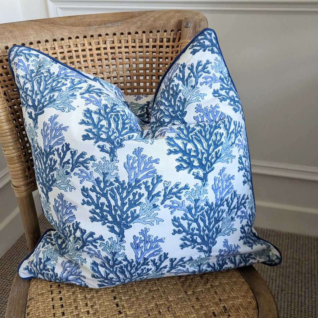 Housse de coussin Coral bleue