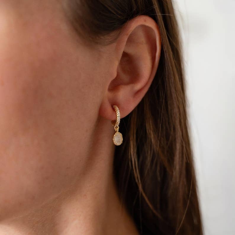 Boucles d'oreilles | Anneaux Ovales & Cristal de Roche