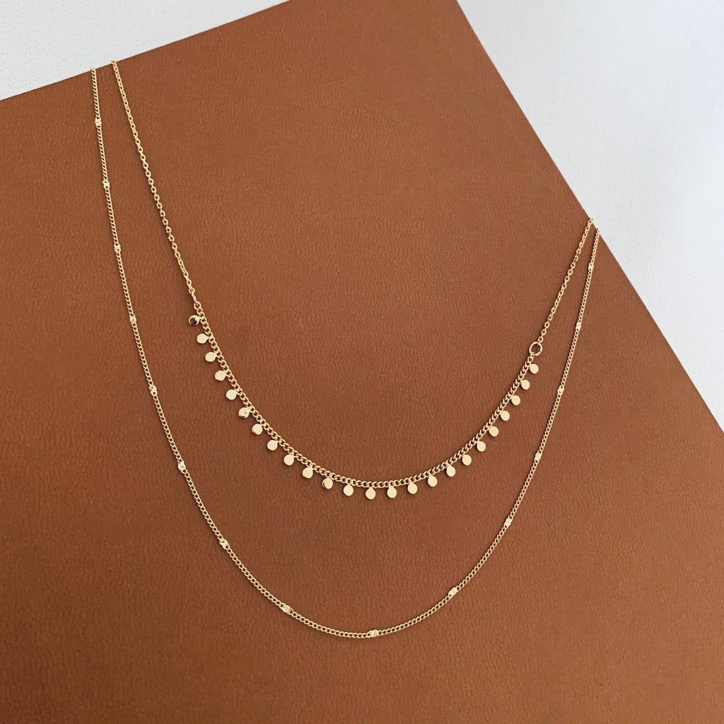 Collier fin double rang chaines  / Collier femme minimaliste