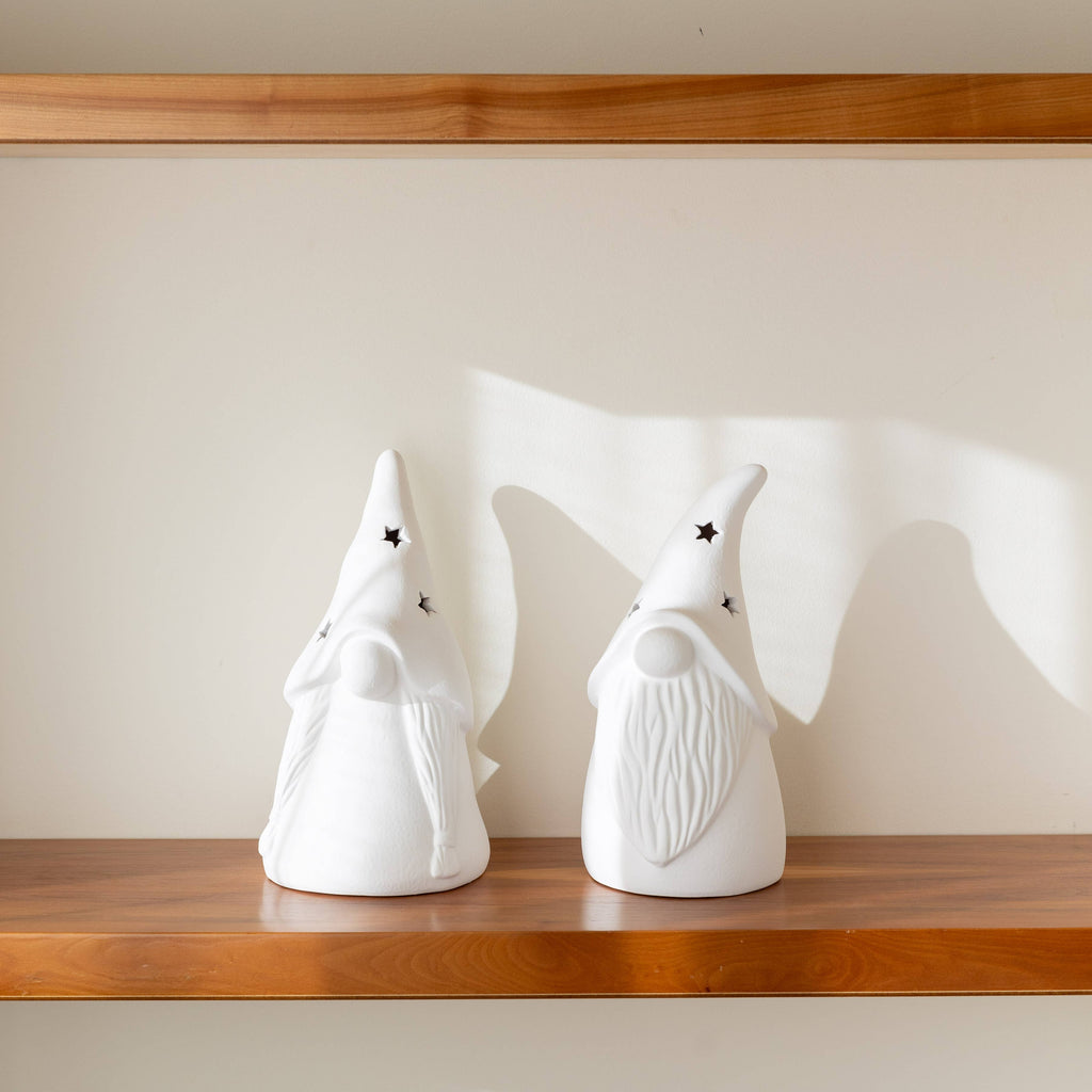Lot de deux gnomes de Noël en céramique