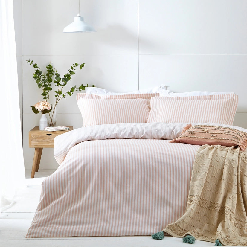 Ensemble de housse de couette  à rayures blush - Hebden