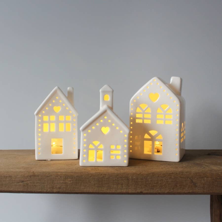 Église lumineuse en céramique, 11 cm