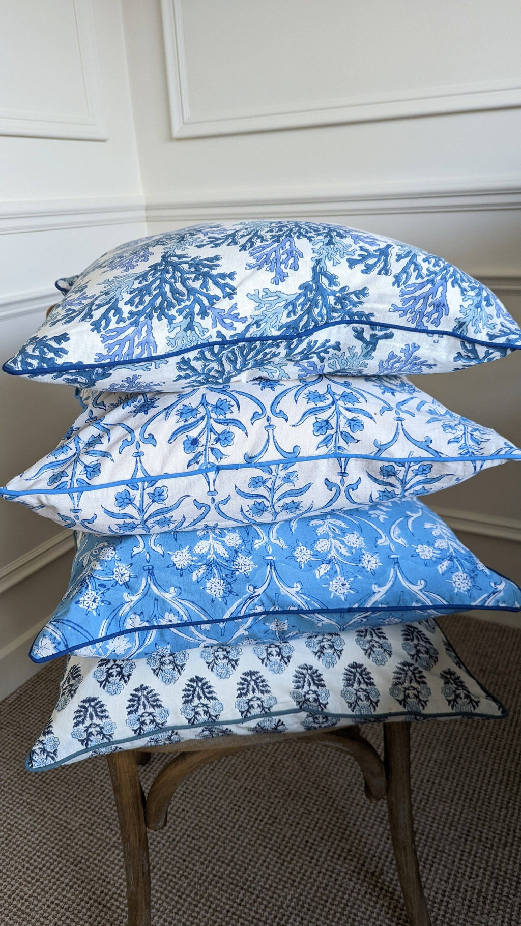 Housse de coussin Coral bleue