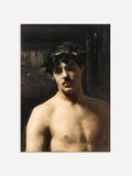 Reproduction d'art masculin nu – Portrait classique avec couronne de laurier