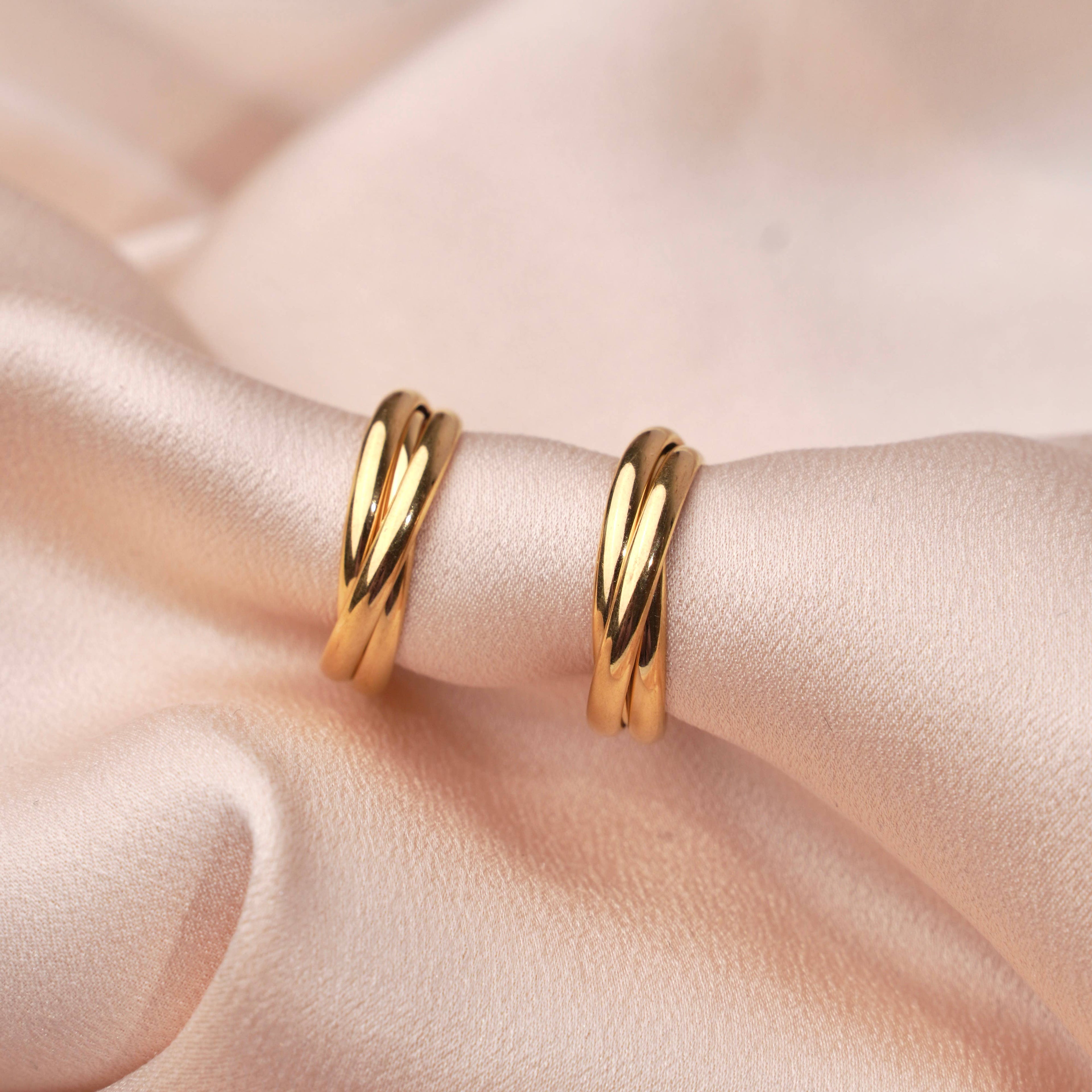 Boucles d'oreilles acier inoxydable trois anneaux