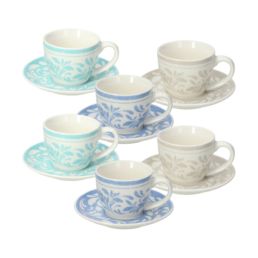 Ensemble de 6 tasses à café avec soucoupes 80 ml Iris Celine
