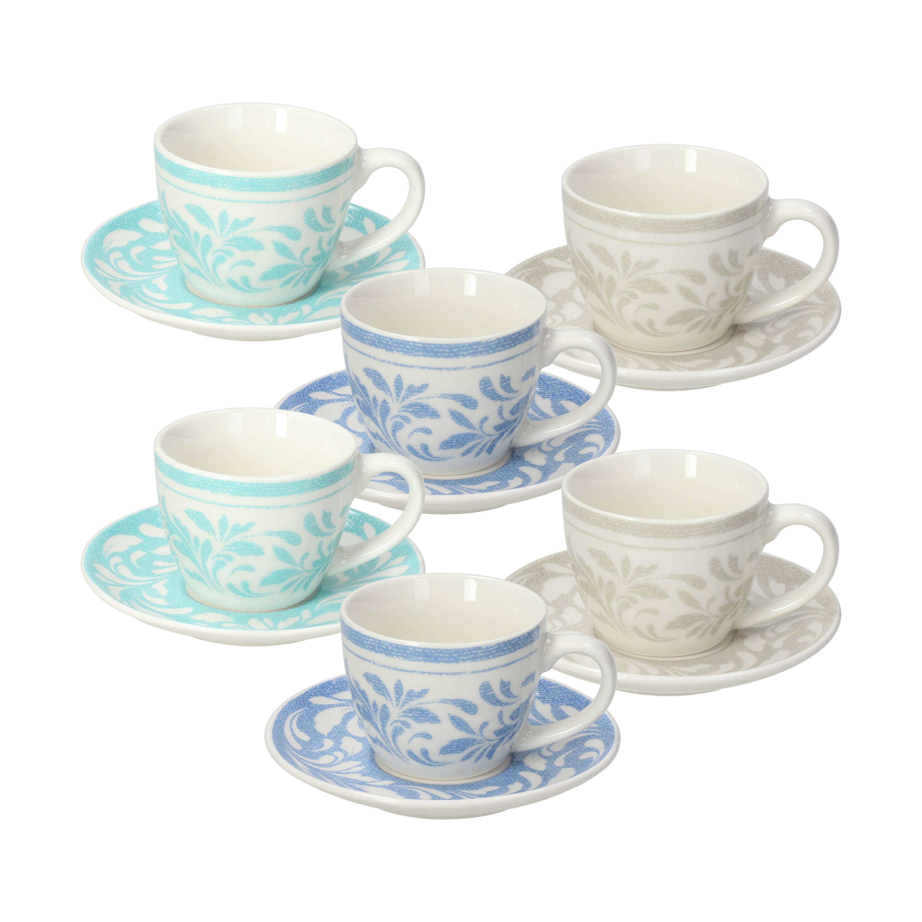 Ensemble de 6 tasses à café avec soucoupes 80 ml Iris Celine