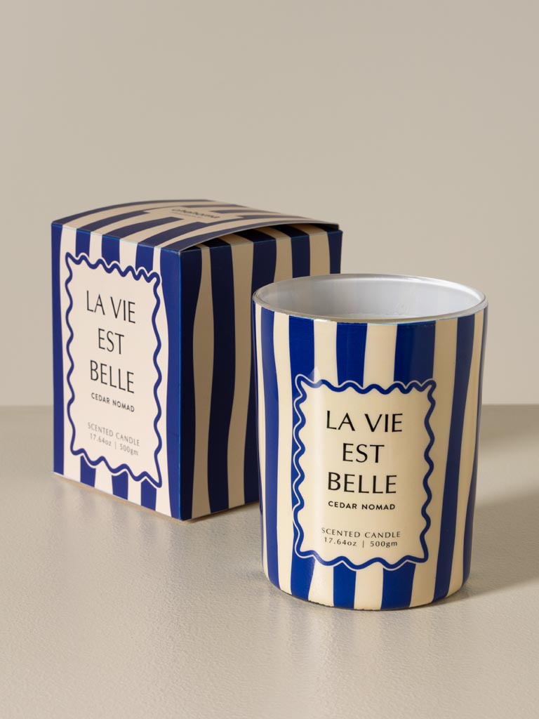 Bougie bleue 'La vie est belle' Cèdre Nomade