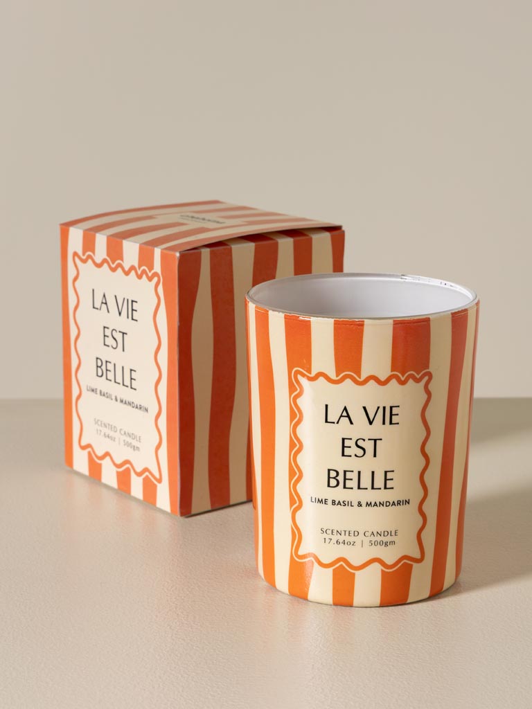 Bougie orange 'La vie est belle' Lime Basil & Mandarin