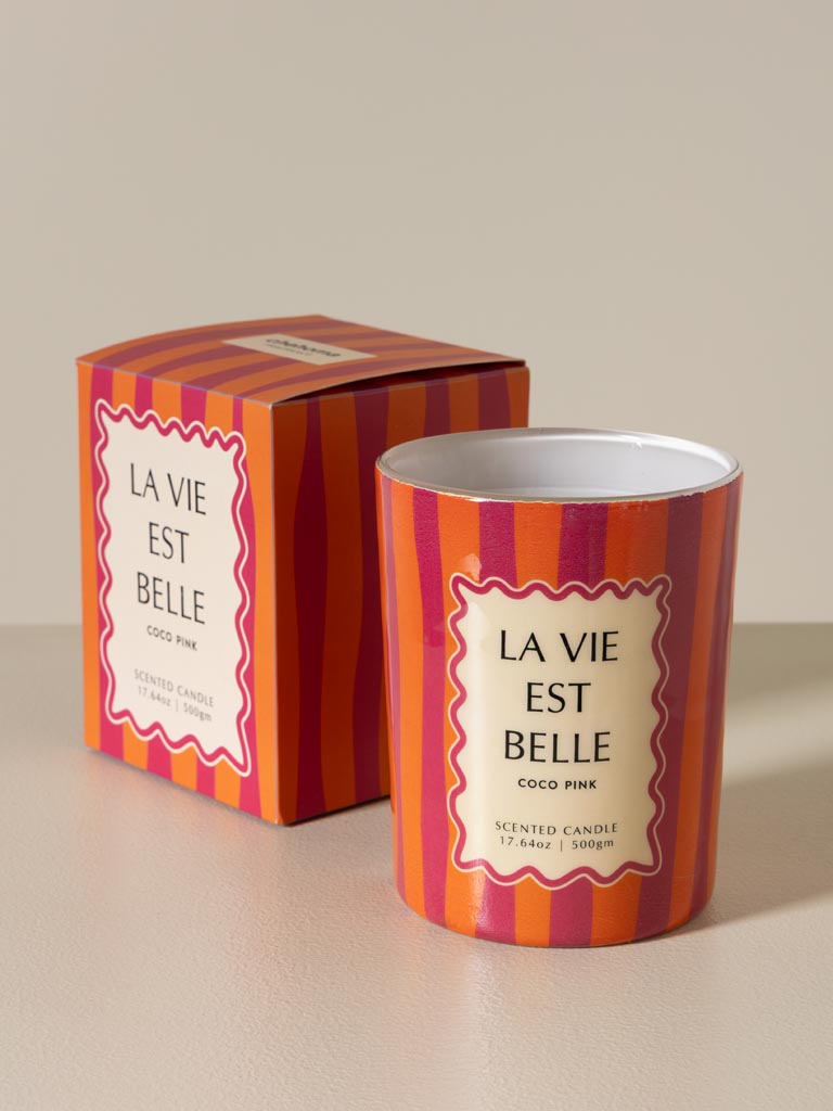 Bougie rose 'La vie est belle' Pink Coco